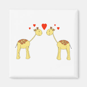 Två belägen mitt emot giraff med hjärtor. Carto Magnet