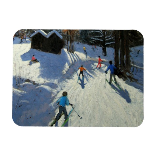 Två bergshögar Pleney Morzine Magnet (Horisontell)