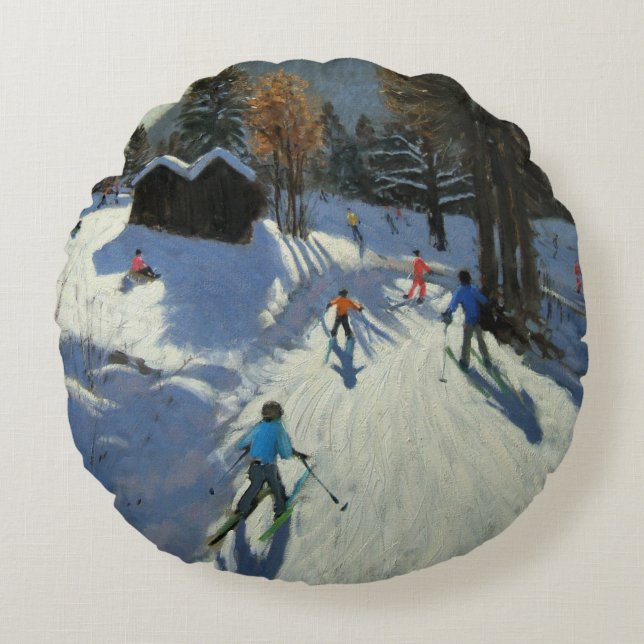 Två bergshögar Pleney Morzine Rund Kudde (Framsidan)