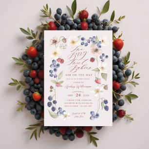 Två Berry Sweet Spädbarn Berries & Flowers Shower Inbjudningar