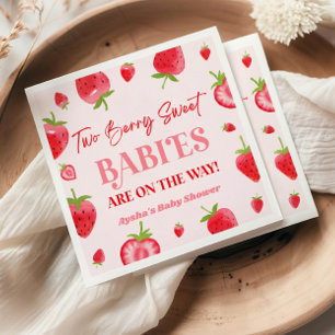 Två berry Sweet Spädbarn Strawberry Twin Baby Show Pappersservett