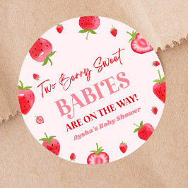 Två berry Sweet Spädbarn Strawberry Twin Baby Show Runt Klistermärke