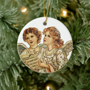 Två beskyddande Änglar Julgransprydnad Keramik