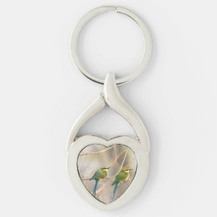 Två biätare twisted heart silverfärgad nyckelring