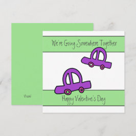 Två bilar som färdas i Valentines day Kort