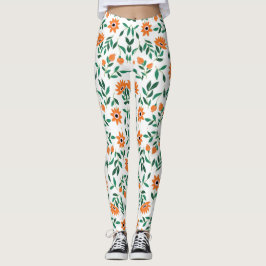 Två bilder av blommiga leggings visar 