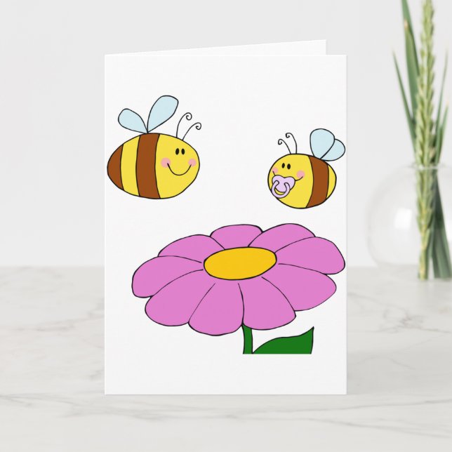 Två bin och ett blomkrukor kort (Framsida)