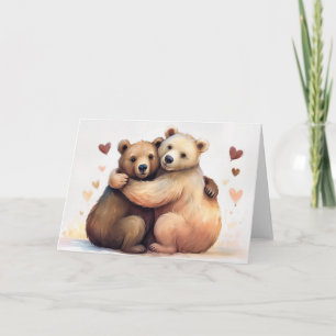 Två björnkram för Valentines day romantik Kort