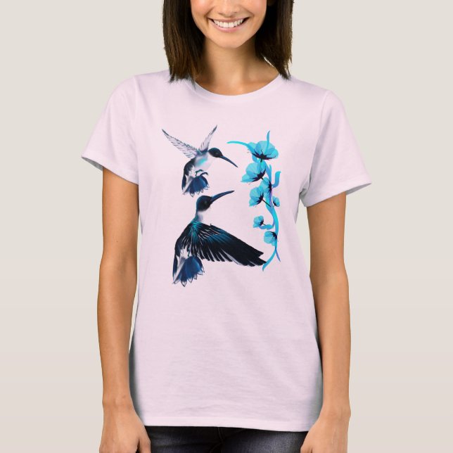 Två blå Hummingbird Shirt Tröja (Framsida)