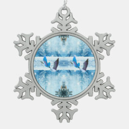 Två blå julgran Ornament