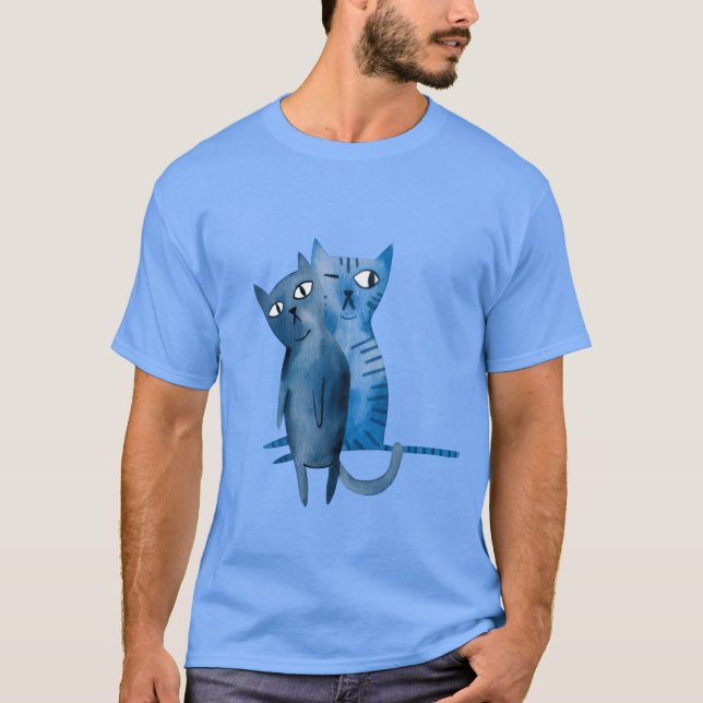 Två blå katter, vintage t shirt (Framsida)