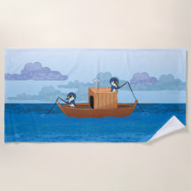 Två blå små pingviner som fiskar