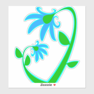 Två Blåa blommor Klistermärken