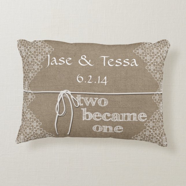 Två blev en Bröllop Prydnadskudde (Baksidan)