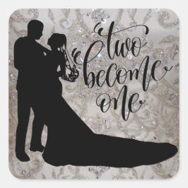 Två blir en klassisk rund etikett/kuvertförsegling fyrkantigt klistermärke