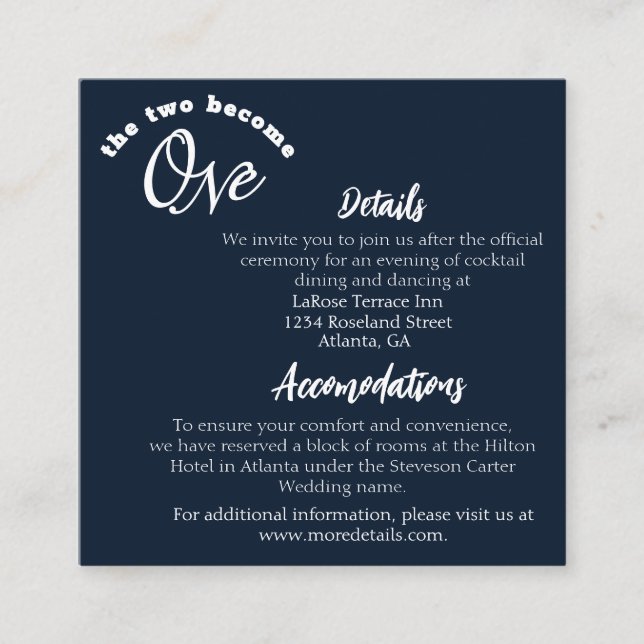 Två blir en marinblå tilläggskort (Framsida)