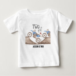 Två blir man fort Blå Dirt Bike 2-års födelsedag T Shirt