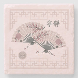 Två blommigtar, Asiens rosa fläkt "Serenity", digi Stenunderlägg