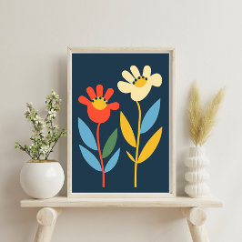 Två blommor, Abstrakt, botaniskt Poster