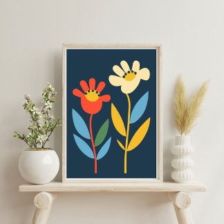 Två blommor, Abstrakt, botaniskt Poster