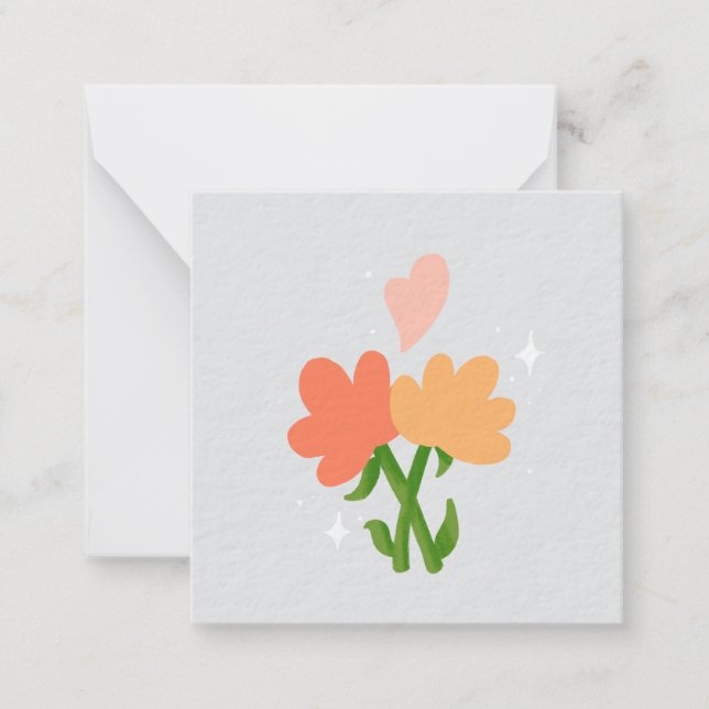 Två blommor anteckningskort (Framsida)