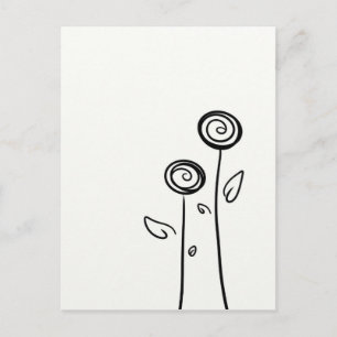 Två blommor, enkel linje Teckning Vykort