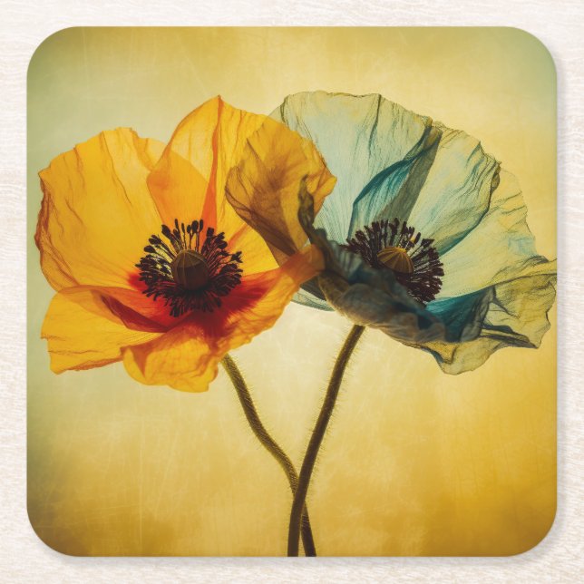 Två blommor underlägg papper kvadrat (Framsidan)