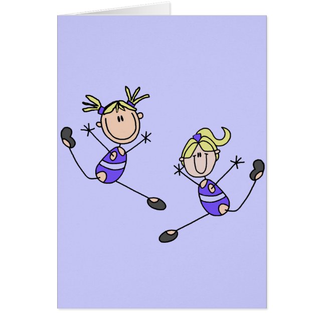 Två blonda flickagymnastTshirts och gåvor Hälsningskort (Framsidan)