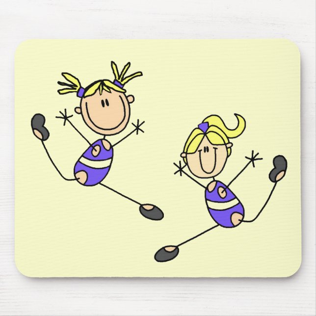 Två blonda flickagymnastTshirts och gåvor Musmatta (Framsidan)