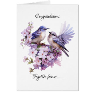 Två Bluebirds Kärlek Bröllop Hälsningskort