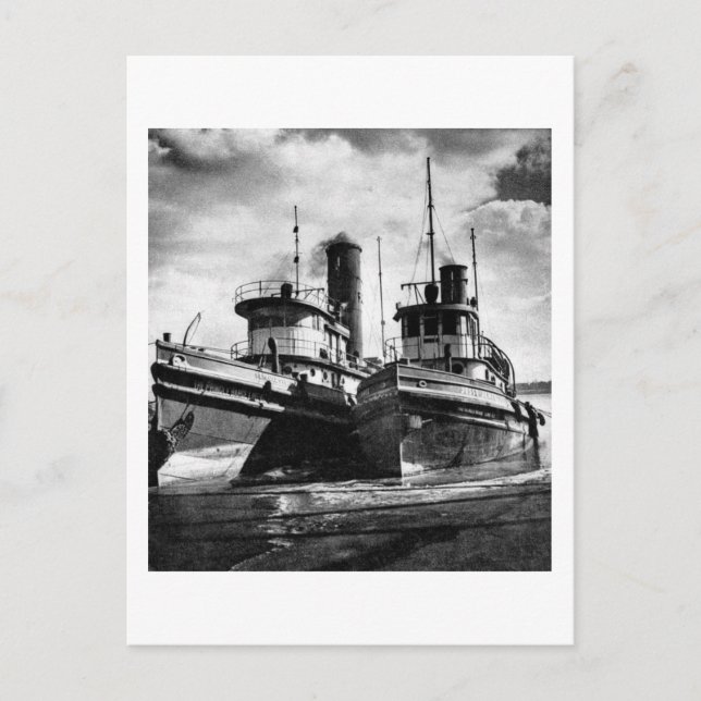 Två bogserbåtar vykort (Framsida)