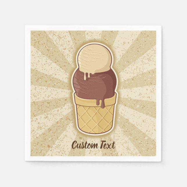 Två Bollar Ice Cream Kopp Pappersservett (Framsidan)