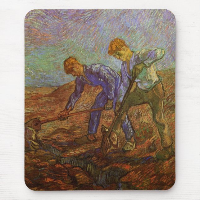 Två bönder Grävande av Vincent van Gogh Musmatta (Framsidan)