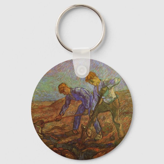 Två bönder Grävande av Vincent van Gogh Nyckelring (Framsida)