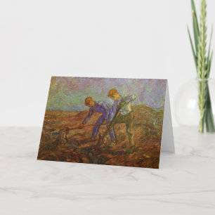 Två bönder gräver av Vincent van Gogh Kort