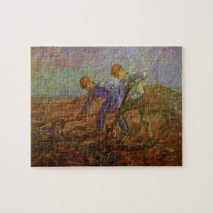 Två bönder gräver av Vincent van Gogh Pussel