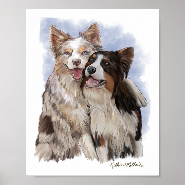Två Border Collie-vänner tecknad film Poster (Framsidan)