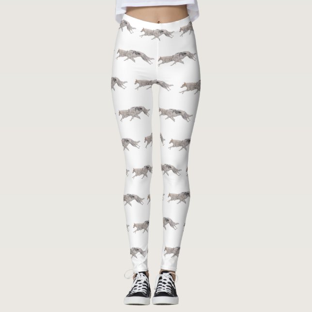 Två Borzoi som kör Hund Art Leggings (Framsida)