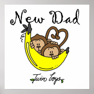 Två Boys-apor Nya pappa-presentationer Poster