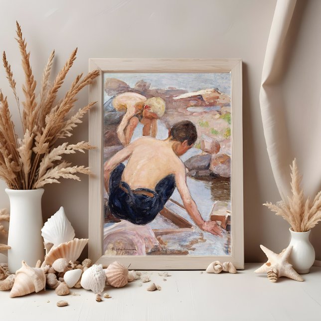 Två boys på Shore, Pekka Halonen Poster (Skapare uppladdad)