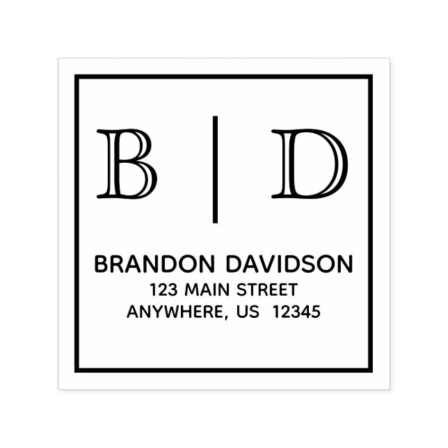 Två Brev-monogram självbrännande Frimärke Självfärgande Stämpel (Design)