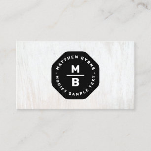 Två Brev-monogram svart Emblem Wood Visitkort