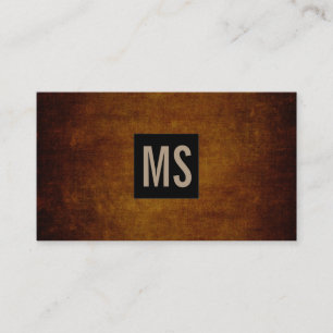 Två Brev-monogram/svart låda/Rustic Grunge Visitkort