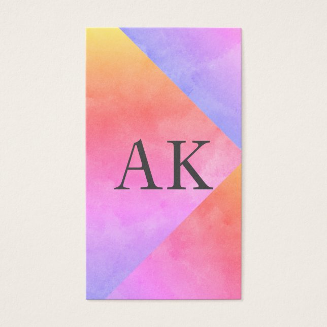 Två Brev Monogram Vibrant Färg Visitkort (Framsidan)