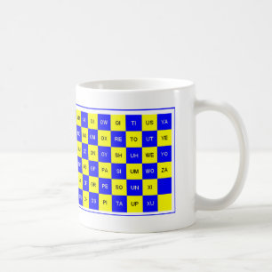 Två Brev Ord Blue och Gult USA Engelska Kaffemugg