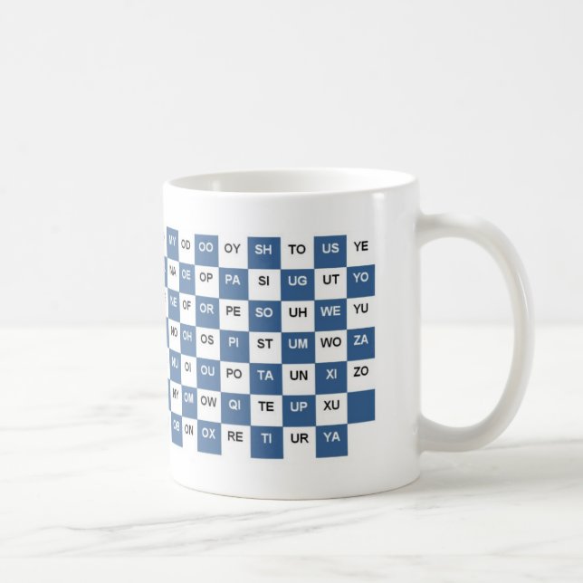 Två Brev Ord Blue och white Intrl. version Kaffemugg (Höger)