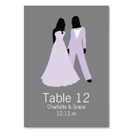 Två brider Bordsnummer Bröllop (Lilac och Grått)
