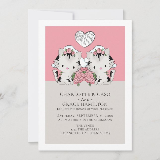 Två brider Cat ThLED Gay Bröllop Meddelande (Framsida)