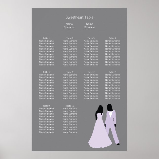 Två brider i Bröllop (Lilac och Grått) Poster (Framsidan)