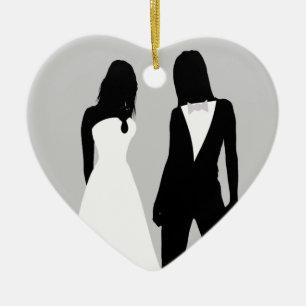 Två Brides Bröllop Julgransprydnad Keramik